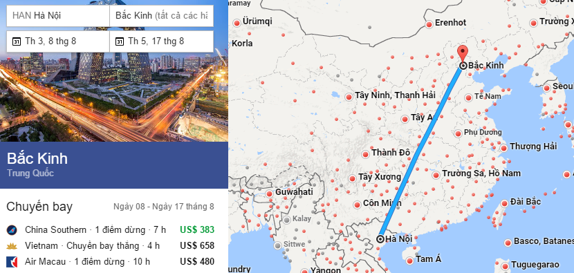 Tham khảo hành trình bay từ Hà Nội đến Bắc Kinh