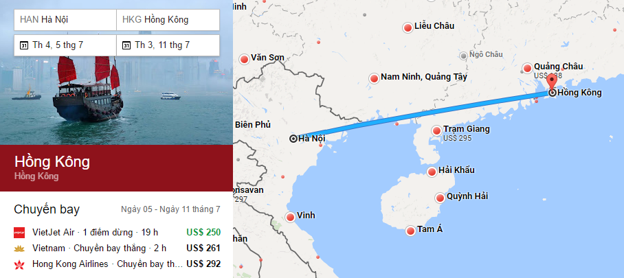 Tham khảo hành trình bay từ Hà Nội đến Hong Kong