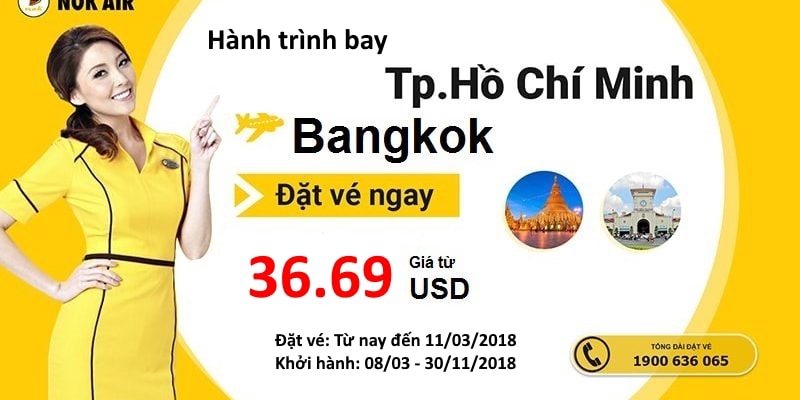 Nok Air mở bán vé máy bay đi Bangkok giá rẻ