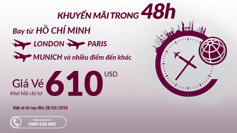 Chương trình khuyến mại 48 giờ của Qatar Airways