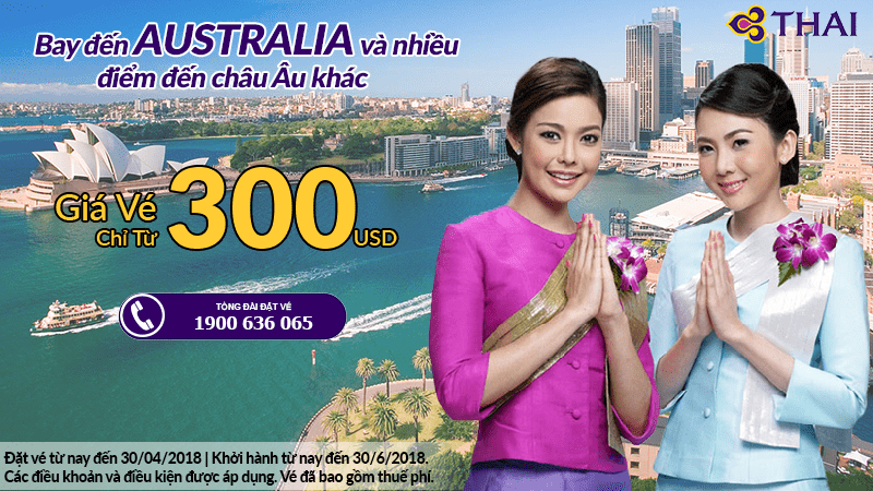 Đặt vé Thai Airways từ 300 USD