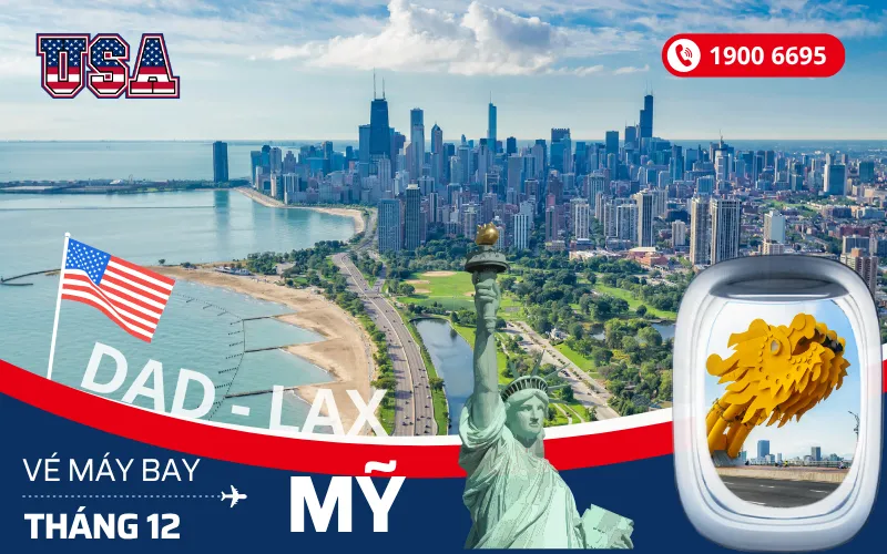 Đặt mua vé máy bay Đà Nẵng đi Mỹ tháng 12