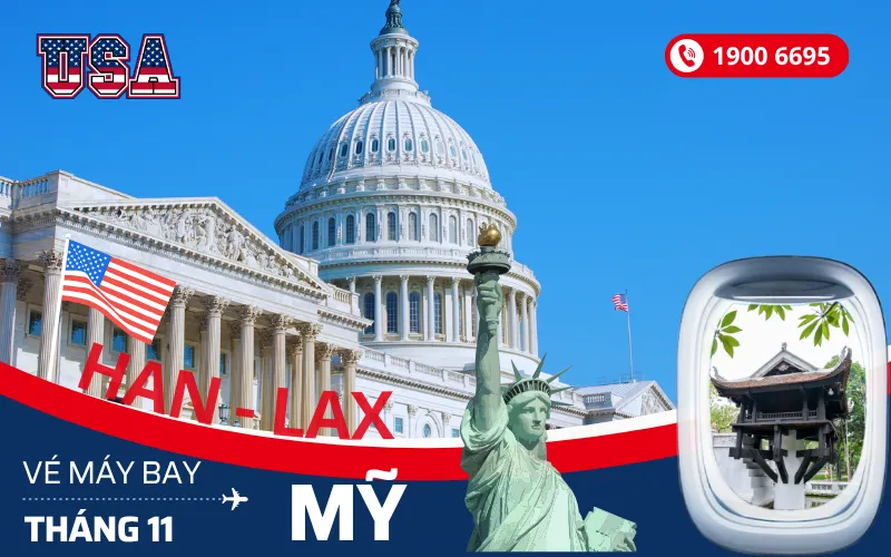 Đặt mua vé máy bay Hà Nội đi Mỹ tháng 11