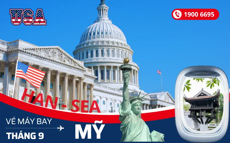 Đặt mua vé máy bay Hà Nội đi Mỹ tháng 9