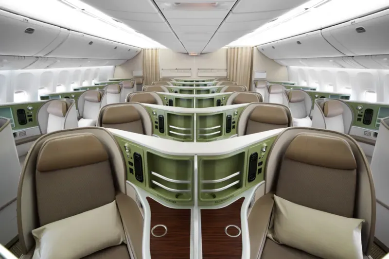 Hạng ghế thương gia và vị trí ngồi trên chuyến bay Sài Gòn đi Mỹ EVA Air