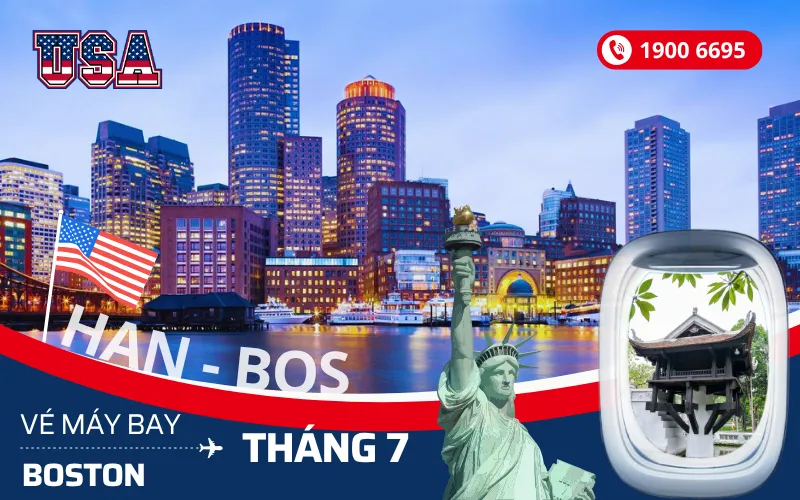 Giá vé máy bay Hà Nội (HAN) đi Boston Mỹ tháng 7