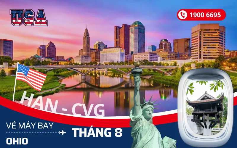 Vé máy bay Hà Nội (HAN) đi Ohio Mỹ tháng 8