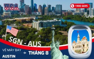 Vé máy bay TPHCM (SGN) đi Austin Mỹ tháng 8