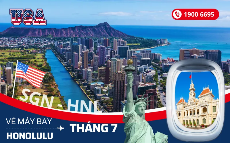 Vé máy bay TPHCM (SGN) đi Honolulu Mỹ tháng 7