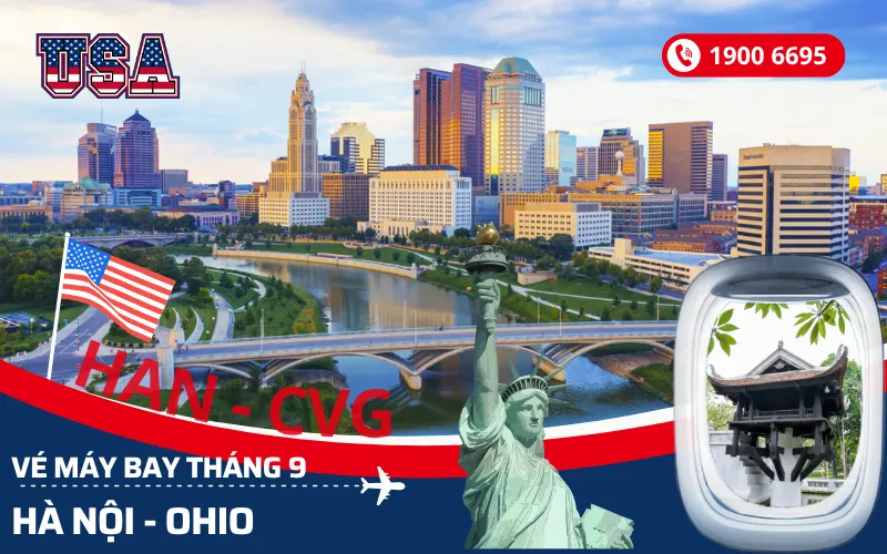 Bán vé máy bay Hà Nội (HAN) đi Ohio Mỹ tháng 9