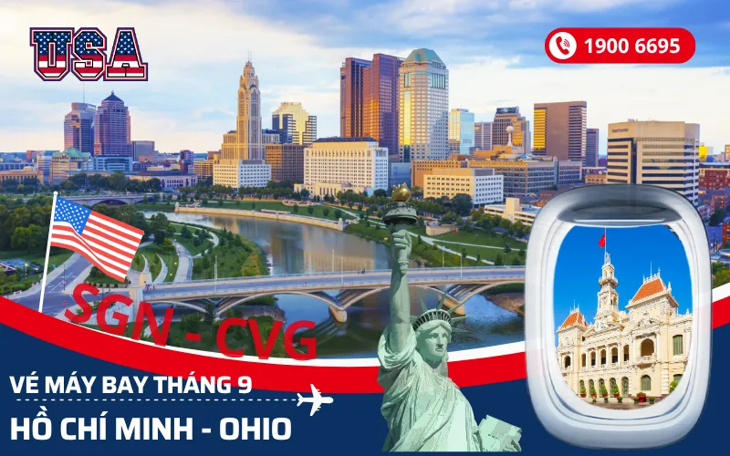 Bán vé máy bay TPHCM (SGN) đi Ohio Mỹ tháng 9