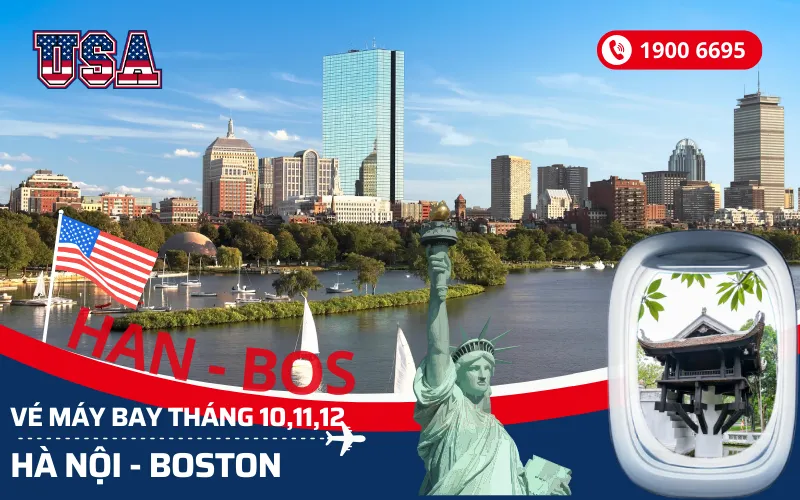 Chuyến bay TPHCM (SGN) đi Boston Mỹ tháng 10,11,12